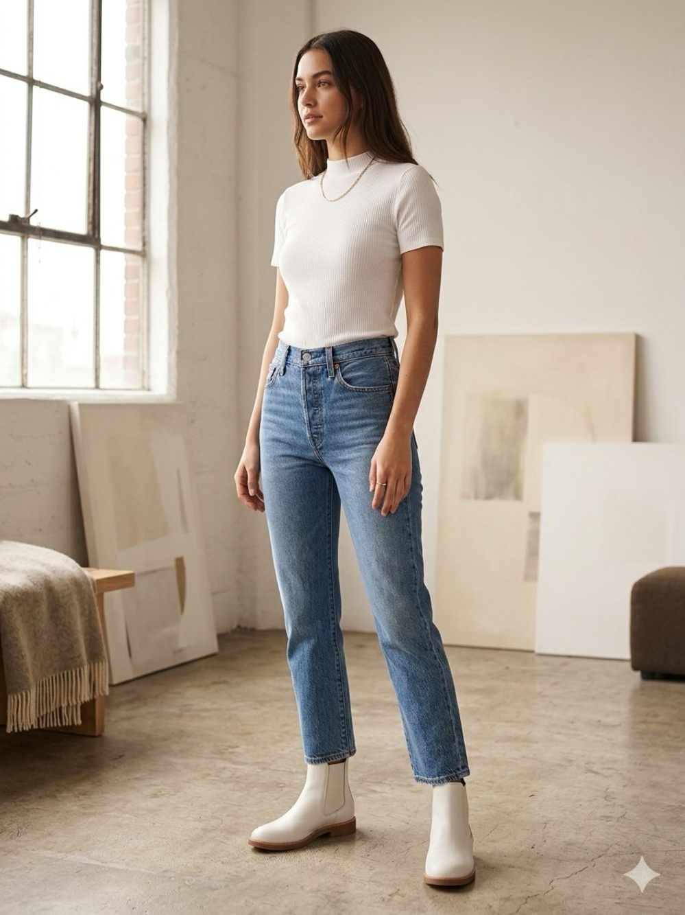 Levi's Wedgie Fit Straight Jeans W26 L26 Medium Light Wash 34964-0144